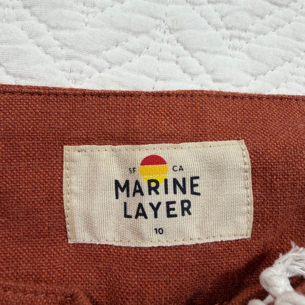Marine Layer Women Rust Orange Wide Leg Tencel Blend Pleated Trousers Sz 10 NEW - Picture 2 of 11